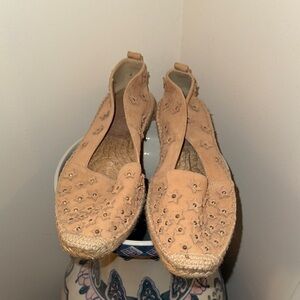 NWOT Zara Women's Pink/Blush Suede Star Espadrille Shoes SZ 37